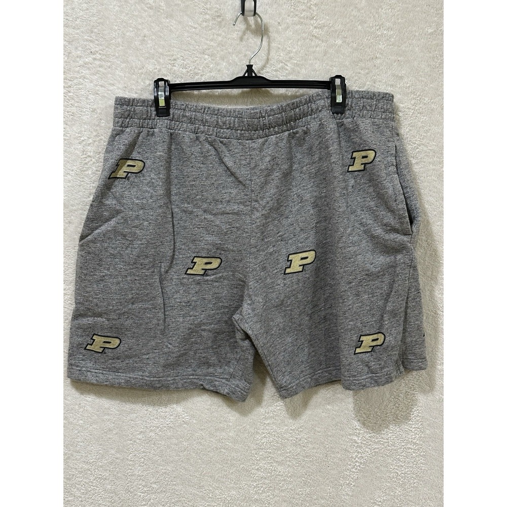 Purdue University Men' Gray Shorts Size XL Drawstring Pockets Graphic Logo